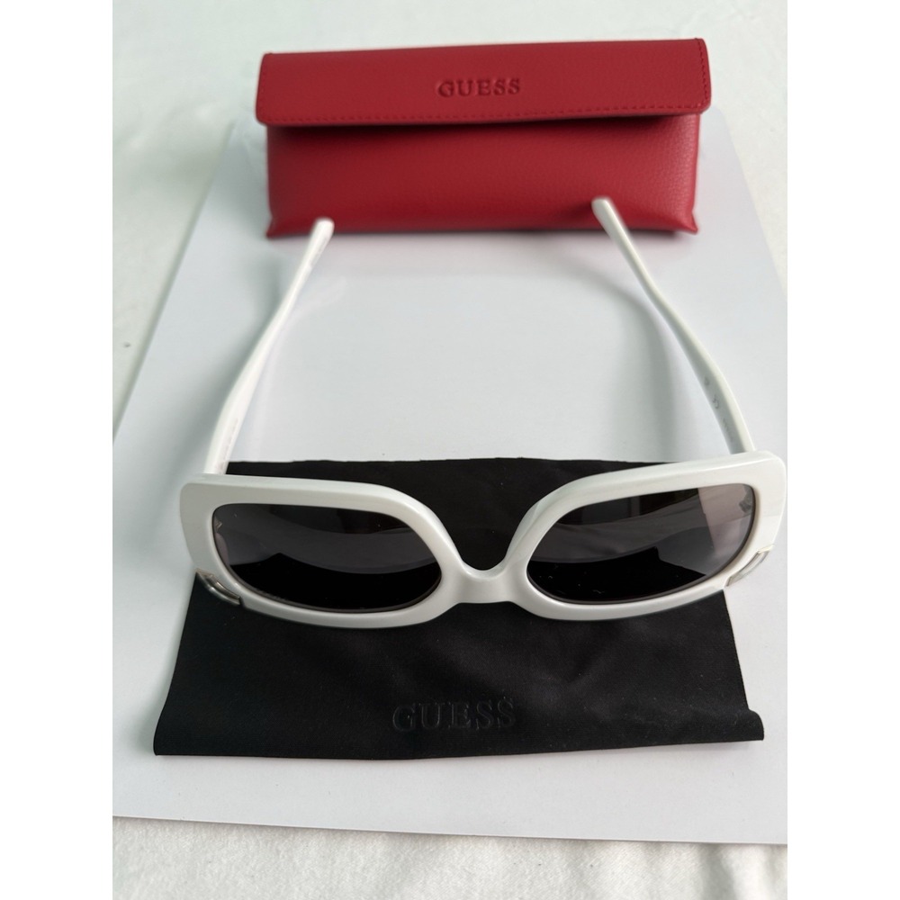 Guess Sunglasses New With Case Pearl White Rectangle Hipster Fashionable